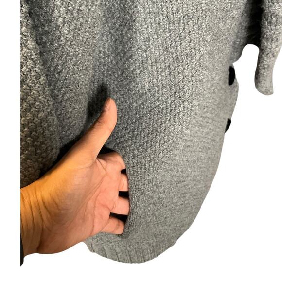 Vintage Dorothy Lee Gray Wool-Cashmere Bubble Sleeve Black Velvet Buttons Medium - Picture 6 of 13